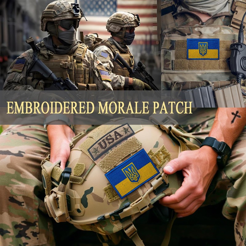 EmWoot 2PCS Ukraine Flag Patch Embroidered Morale Patch Military Tactical
