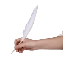 MFUOE White Goose Feather Quill Pens Feather Signing Pen Black Ink for School Office Birthday Party Favor (3)