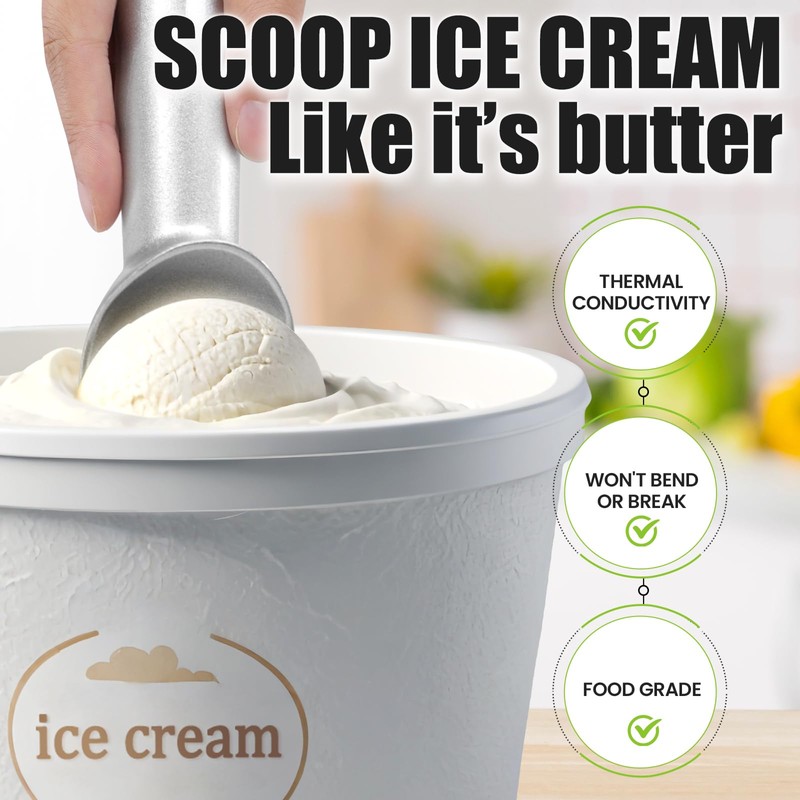 CUNSENR 7 inch Ice Cream Scoop - One-Piece Nonstick Aluminum