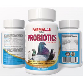 Farmalab Probiotics Extra Strength for Pigeons, 100 Tablets, Immune Support and Digestive Health