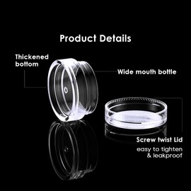 50 Pack 3 Gram Sample Containers with Transparent Lids, Small Plastic Cosmetic Jars, Makeup Travel Container Jar for Cream, Bead, Eye Shadow, Lotions, Powders, Lip Gloss with Labels Spatulas