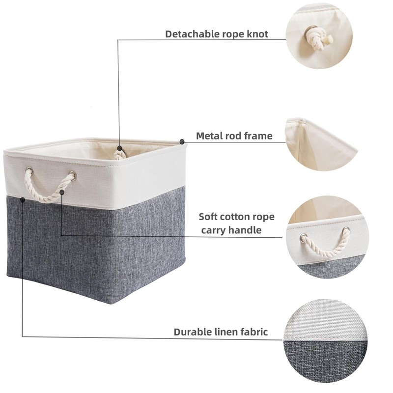 Mangata Canvas Cube Storage Boxes, 25x25x25cm Storage Baskets for Shelves