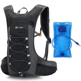 Croogo Cycling Backpack, Lightweight, Running Bag, Waterproof, Hydration Bag, Breathable, Bicycle Backpack, Outdoor, Jogging, Hiking, Trail, Marathon, Climbing, Hydration (G-OT05-Black+SD1)