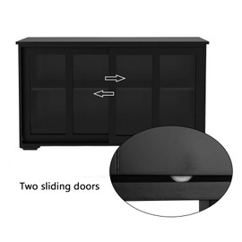 HomVent Kitchen Storage Sideboard Cabinet Buffet Cupboard, Wooden Console Table, Antique Black Buffet Sideboard with Sliding Door and Adjustable Shelf for Kitchen, Dining Room, Living Room