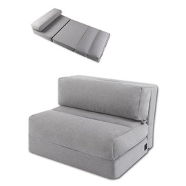 ZonLi Futon Sofa Bed,Convertible Folding Mattress Sleeper Chair,Memory Foam Futon Sofa Couch with Washable Cover,for Living Room,Dorm,Guest Room,Home Office,Loft, Apartment (Grey,Single)