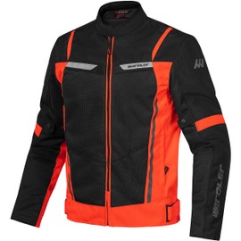 WARDLER TORNADO Mesh Motorcycle Jacket Men, Riding Jacket, Lightweight for Summer, Sportsbike, Biker Jacket, CE Level 1 Armor, HI VIS (US, Alpha, Large, Regular, Tall, Black-Neon Red)