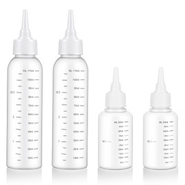 guduling Pack of 4 Squeeze Bottles for Hair Oil, Applicator Bottle Hair, 110 ml & 50 ml Applicator Bottles with Scale, Hair Oil Applicator for Colouring the Scalp and Hairline