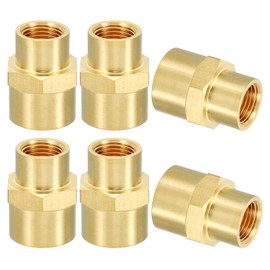 PATIKIL Brass Pipe Fittings Coupler, 3Pcs 1/8" x 1/4" NPT Female Thread Brass Hex Nipple Coupling Reducer Adapter Tubing Connector Adaptor for Water, Air, Oil, Gas Line System