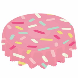 IBILIU Donut Glaze Round Tablecloth,Colorful Donut Glaze Pink Water Resistant Polyester Table Cloth Decorative Table Cover for Kitchen, Dining Desk,Party,Holiday - 58 Inch