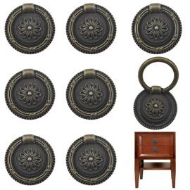Qusmeiyici 8 Pack Drop Ring Handles, Cupboard Pulls, Vintage Bronze Drop Ring Knobs Pulls, Drawer Ring Handle Knobs for Furniture Cabinet