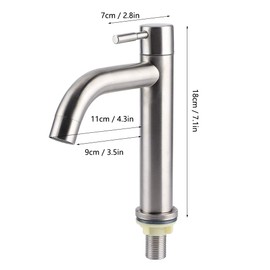 Kitchen Sink Bathroom Tap, Stainless Steel Kitchen Cold Sink Faucet Single Handle Bar Tap for Bathroom Kitchen Small RV Camper Farmhouse Vanity Toilet