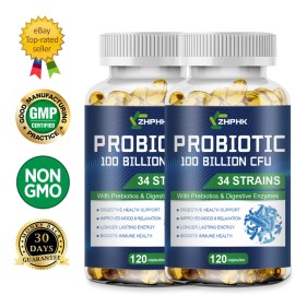 ZHPHK Probiotics 50 Billion CFU Potency Digestive Immune Health 240 Capsules DIGESTIVE