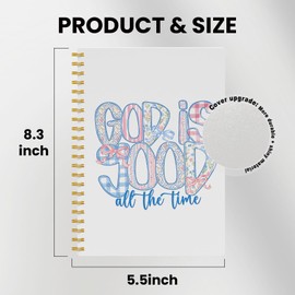 EKGJW Preppy Coquette Bow Christian Notebook Journal, God Is Good All the Time Bible Verse Journal, Church Notes Spiral Notebook 5.5x8.3, Christian Religious Gifts for Women