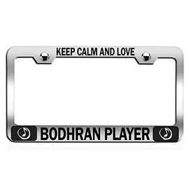 Custom Brother - Keep Calm and Love Bodhran Player Chrome Steel Auto SUV License Plate Frame License Tag Holder, I30
