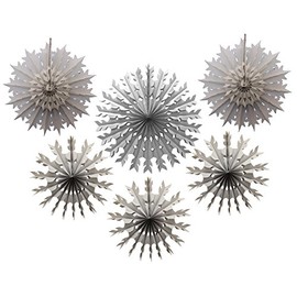 6-Piece Tissue Paper Snowflake Party Decoration Kit (Gray, 15-22 Inches)