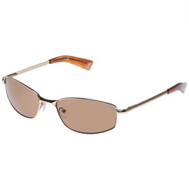 Le Specs Star Beam Matte Black Sunglasses for Men and Women Round Frame Shape with UV Protection LSP2352194, Light Brown Mono/Bright Gold