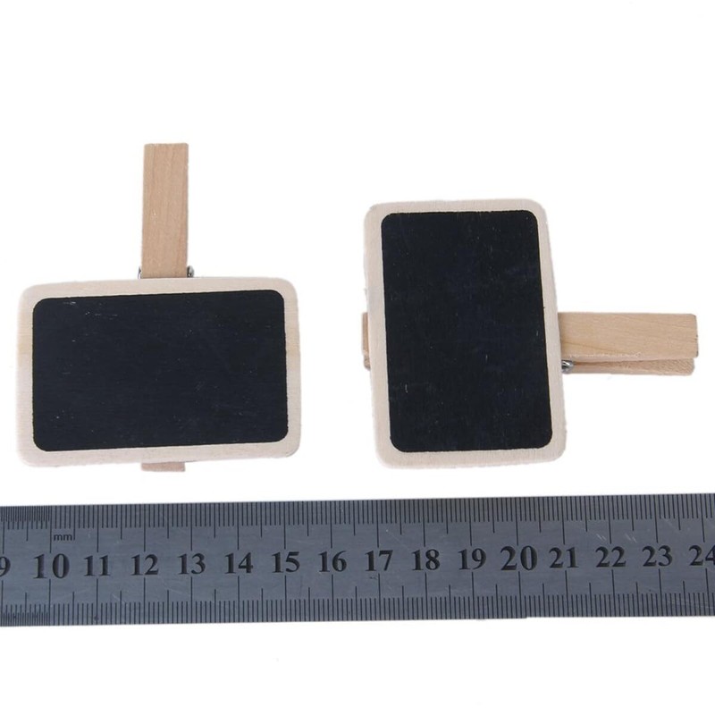 20Pcs Wooden Mini Chalkboard Blackboard with Clip Message Chalk Board
