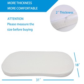 Mecc ecoh Bassinet Mattrss, Hourglass 30"x18" Bedside Sleeper Mattress, 2" Thick Strong Support, Removable Breathable Cover, Water Resistant Lining Protector, Non-toxic, Hypoallergenic, Easy To Clean