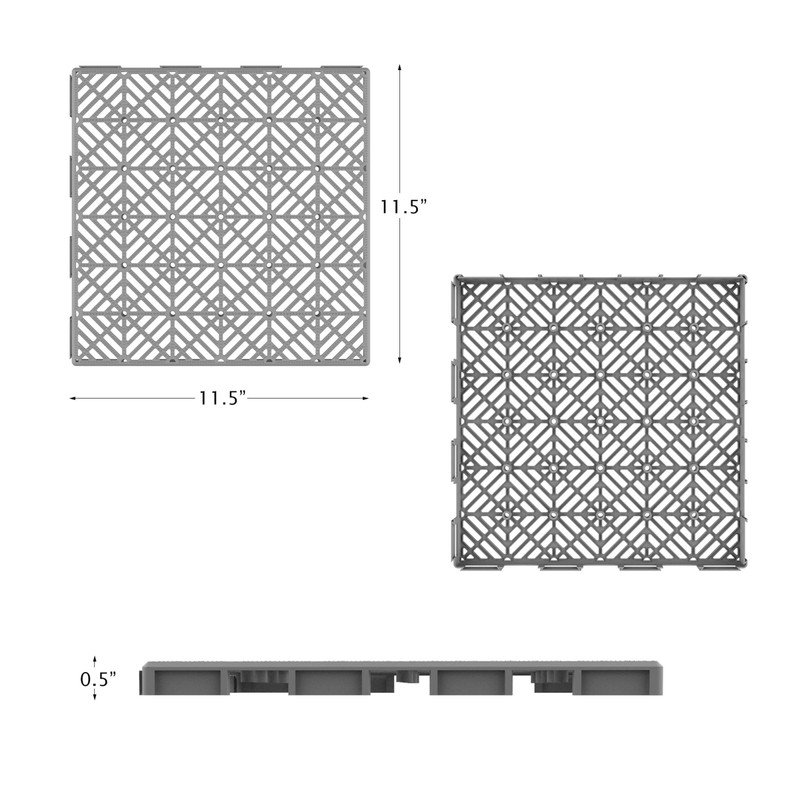 Pure Garden 50-LG1169 Gray Interlocking Patio and Deck Tiles Set
