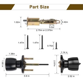 HOSOM Door Knobs Interior Privacy Door Knob Bedroom Bathroom Door knobs with Lock Keyless Doorknobs, Matte Black Door Handles, 10 Pack