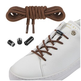 Mount Swiss - Elastic Shoelaces with Metal Capsules Laces without Tying Quick Lacing System - 120 cm Can Be Shortened Individually - With Capsules for Trainers,, brown