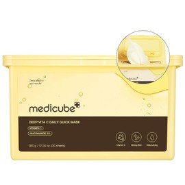 MEDICUBE Mascarillas faciales vitamina C con niacinamida 2% - hidratantes para glow y tono uniforme - uso diario 1 hoja al día - 30 piezas (350 g)