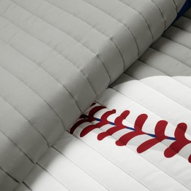 Lush Decor Baseball Game Reversible Oversized Kids 5 Piece Quilt Set, Full/Queen, Gray & Navy