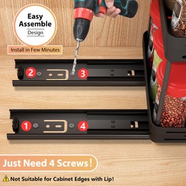 Pull Out Spice Rack Organizer for Cabinet, 2 Pack Widen Slide Out Spice Racks Organizer, Easy to Install Durable Spice Cabinet Organizers, 6.4''Wx10.4''Dx8''H, Each Tier Hold 15 Spice Jars - 2 Tier