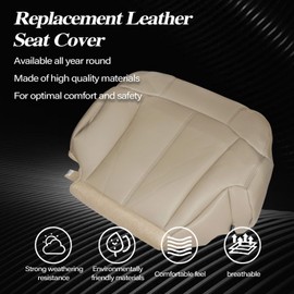 SecosAutoparts Driver Side Bottom Leather Seat Cover Light Tan# 522 or 922 Compatible with Chevy Silverado Tahoe Avalanche Suburban 1999 2000 2001 2002