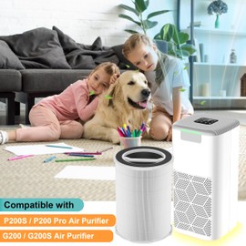 Lhari P200S/P200 Pro Filter Replacement, Compatible with G200S/G200 and P200S P200 Pro Air Purifiers, 2-Pack H13 Grage True HEPA Filter with High-Efficency Activated Carbon