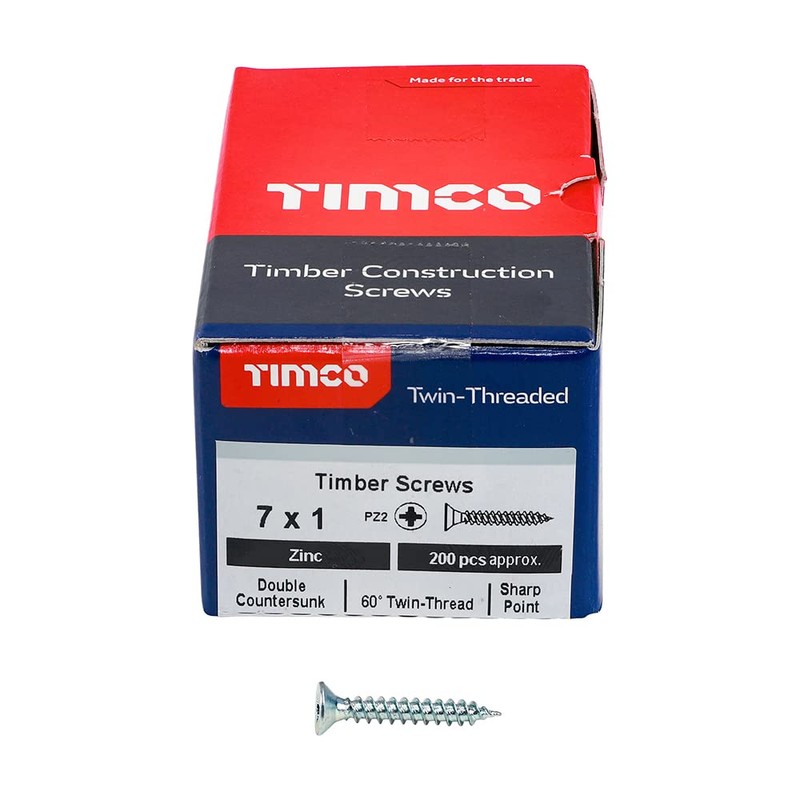 TIMCO Twin-Threaded Woodscrews - PZ - Double Countersunk - 7