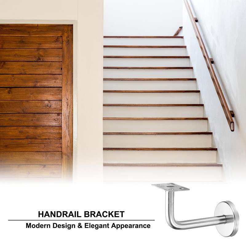 uxcell 2Pcs Stainless Steel Hand Rail Brackets, 4" Flat Handrail