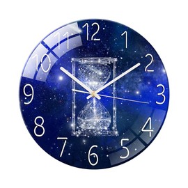 Ergocar Glass Wall Clock Silent Scanning Mechanical Round Glass Wall Clock, Suitable for Living Room, Kitchen, Office.