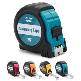 Mr. Pen- Retractable Tape Measure 25 ft, Teal & Black, Easy Read, Steel Retractable Measuring Tape with Fractions, Ideal for Construction & DIY Projects