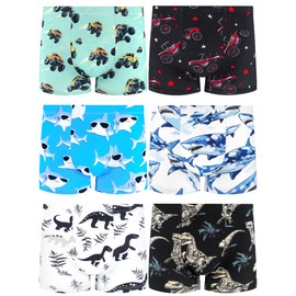 BliBliTaTa Boys' Underwear,Soft Cotton Tagless Panties for Toddlers' & Little Kids' Comfort,Breathable Boxer Briefs in Sizes 2T,3T,4T,5T,6T,7,8,10,12 Years Old,6-Pack Monster Dinosaur-12