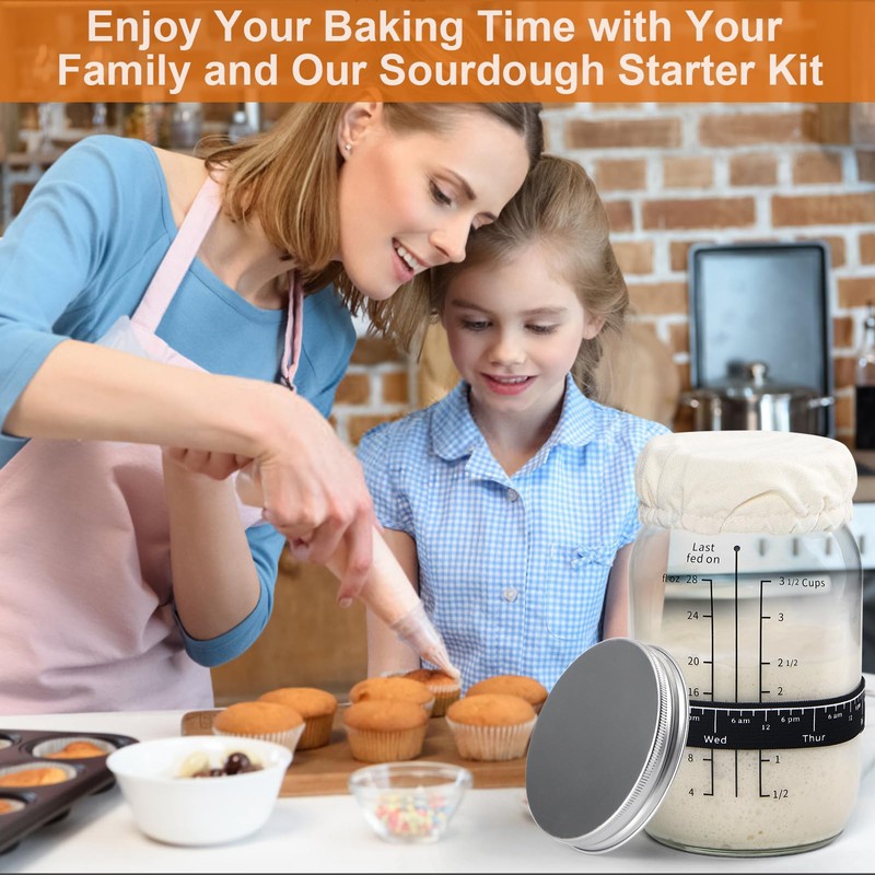 ROLIOUMEN Sourdough Starter Kit, 34OZ Sourdough Jar Container with Aluminium