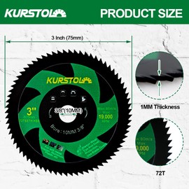 KURSTOL 72T HSS Cutting Disc - 2pcs 75mm Cutting Wheel for Copper Aluminum Metal Non-ferrous Sheet Metal with Bore 3/8"(10mm) for Mini Angle Grinder