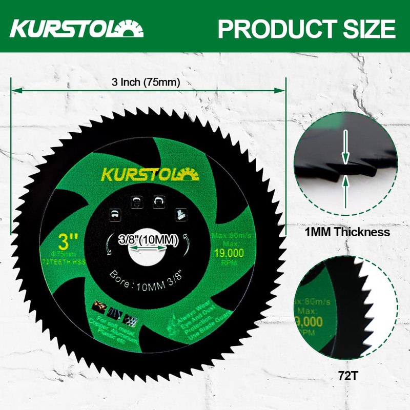 KURSTOL 72T HSS Cutting Disc - 2pcs 75mm Cutting Wheel