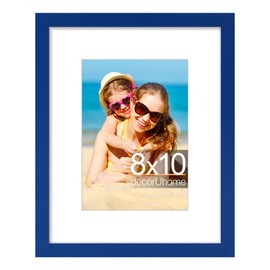 decorUhome 8x10 Picture Frame, Display Photos 5x7 with Mat or 8x10 Unmatted, Engineered Wood Frame with Plexiglass for Wall and Tabletop Display, Royal Blue, Set of 1