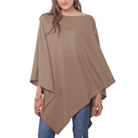 MissShorthair Women's Lightweight Knitted Scarf Poncho Sweater Cape Shawl Versatile Spring Summer Ponchos Wraps Khaki