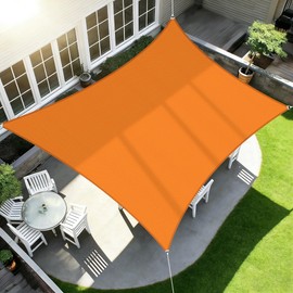 ECOOPTS 12'x12' HDPE Sun Shade Sail Rectangle Canopy Shades for Outdoor Patio Pergola Cover Blockage 95% UV Resistant(Orange)
