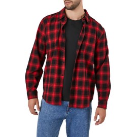 Forever 21 Men's Plaid Flannel Shirt, Red