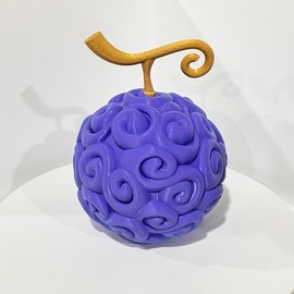 Devil Fruit Inspired Collectible Figure for Desk Decor - Gum-Gum Fruit Purple with Golden Stem & Flame-Flame Fruit Orange with Green Stem - Devil Fruit: Gum Gum Fruit