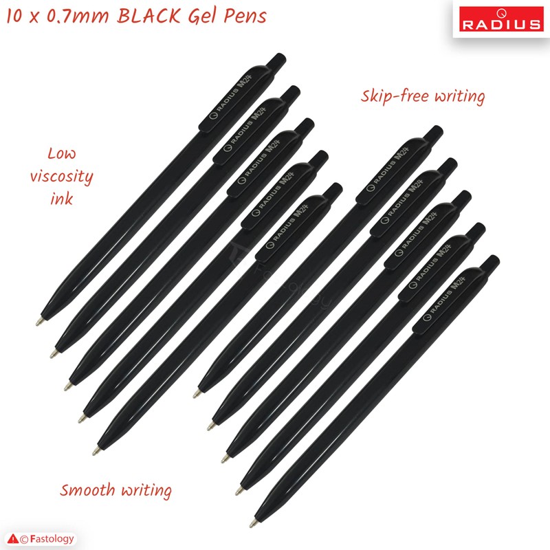 Retractable Ballpoint Pens, 1.0mm Medium Point, BLACK, Pack of 10,