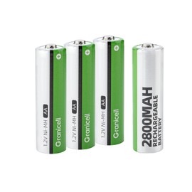 Granicell AA Rechargeable Batteries 2800 mAh High Capacity 1500 Cycle,1.2V NiMH Low Self Discharge AA Battery，One Box Contains 4 of Them.