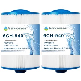 Savener 6CH-940 Spa Filter Replaces PWW50P3(1 1/2" Coarse Thread), Filbur FC-0359, 25252, 03FIL1400,Waterway 817-0050 Front Access Skimmer, Screw in SAE Thread Filter 2 Pack