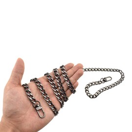 HAHIYO Purse Chain Strap Length 39.4” Bright Black for Shoulder Cross Body Sling Purse Handbag Clutch Bag Replacement Strap Comfortable Flat 0.4” Wide Enough 2.4mm Extra Thick Metal Strap 1 Pack