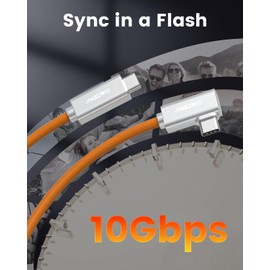 Fiber Optic USB C Tethering Cable 15 FT, 10Gbps 60W Right Angle Tether Cord