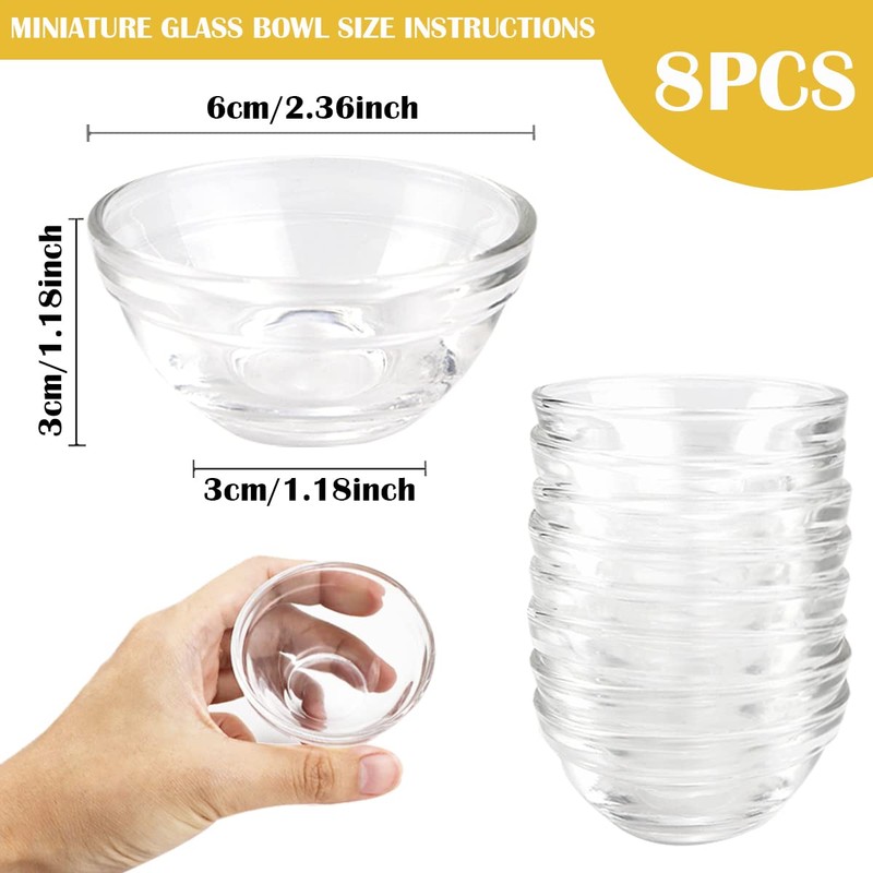 LNQ LUNIQI Set of 8 Mini Glass Bowls, 2.3 Inch