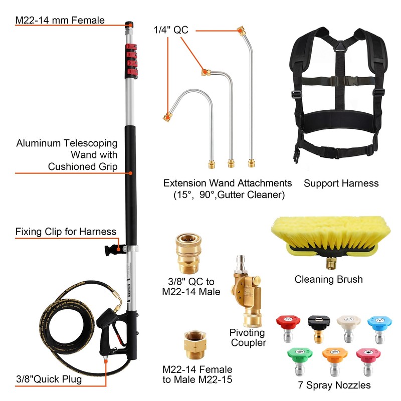 Telescoping Pressure Washer Wand 24 ft Power Washer Extension Wand